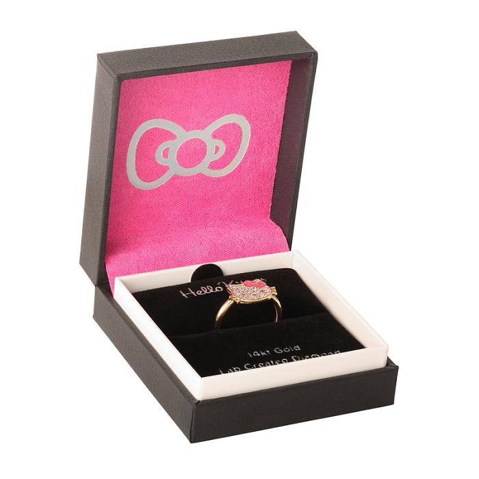 Hello Kitty Hello Kitty 14K Yellow Gold Pavé Diamond Ring With Enamel Bow (Size 7 Only) Doradas | CL_HK84250