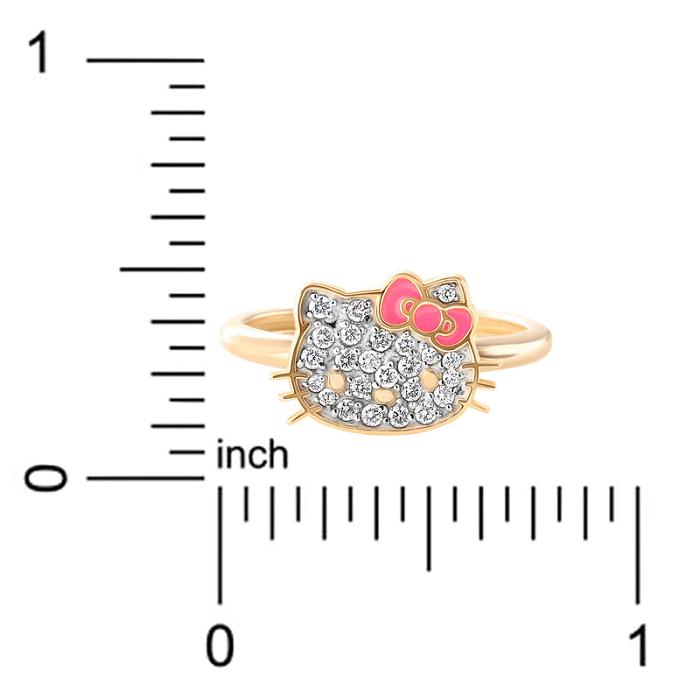 Hello Kitty Hello Kitty 14K Yellow Gold Pavé Diamond Ring With Enamel Bow (Size 7 Only) Doradas | CL_HK84250