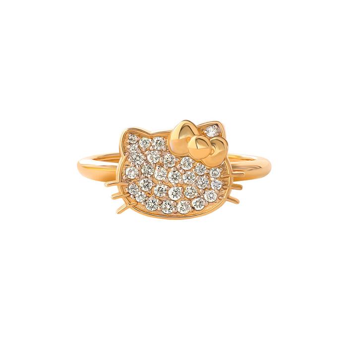 Hello Kitty Hello Kitty 14K Yellow Gold Pavé Diamond Ring (Size 7 Only) Doradas | CL_HK46152