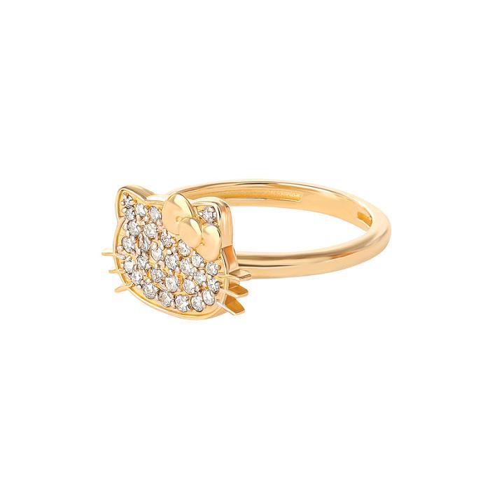 Hello Kitty Hello Kitty 14K Yellow Gold Pavé Diamond Ring (Size 7 Only) Doradas | CL_HK46152