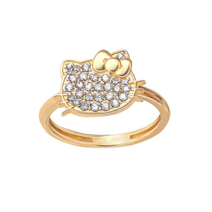 Hello Kitty Hello Kitty 14K Yellow Gold Pavé Diamond Ring (Size 7 Only) Doradas | CL_HK46152