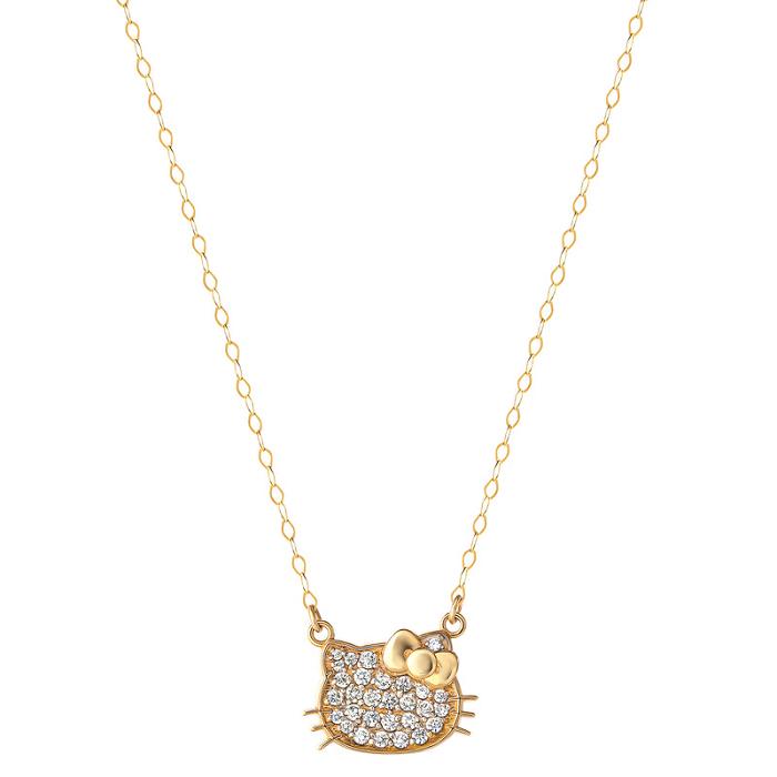 Hello Kitty Hello Kitty 14K Yellow Gold Pavé Diamond Necklace Doradas | CL_HK36499