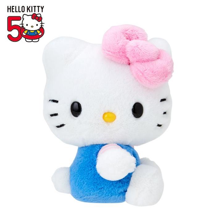 Hello Kitty Hello Kitty 50th Anniv. Plush Mascot (Light Blue Overalls) Azules Rosas | CL_HK74657