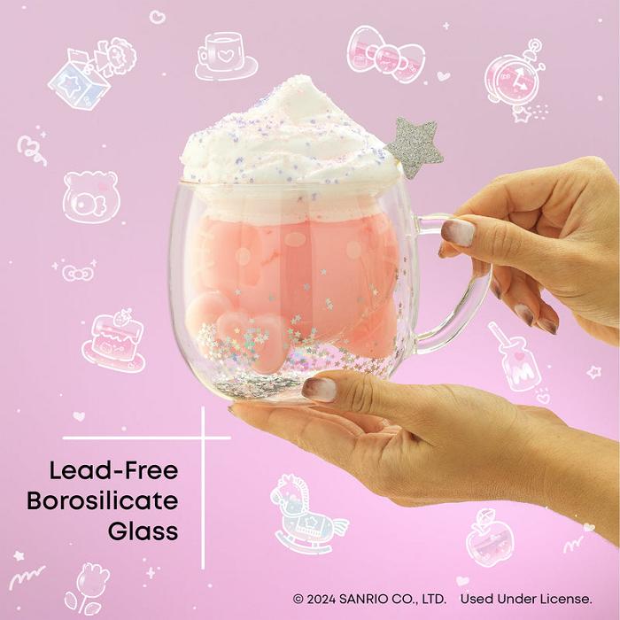 Hello Kitty Hello Kitty 50th Anniversary Limited Edition 3D Double Wall Glass Mug Silve | CL_HK62616