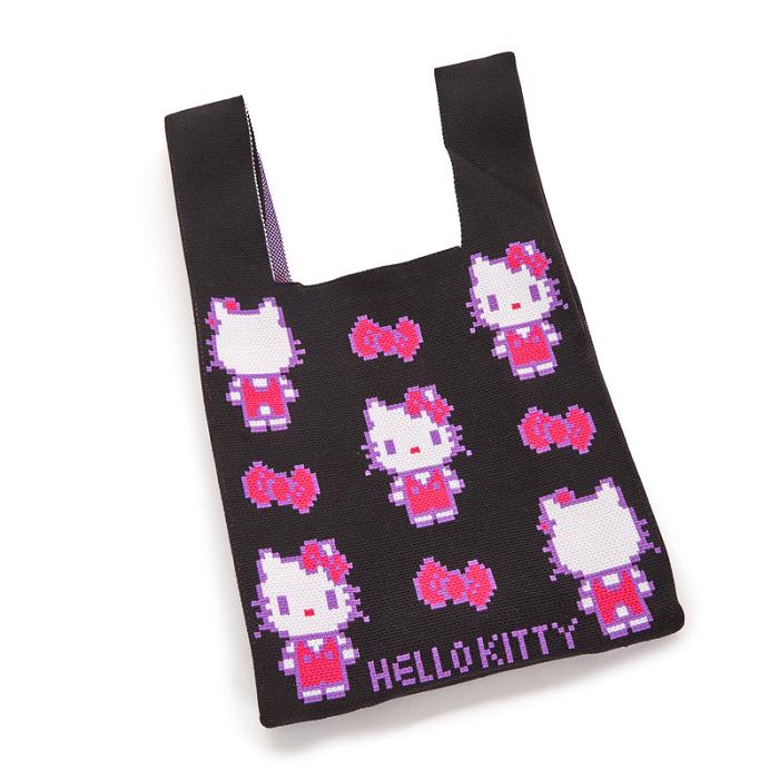 Hello Kitty Hello Kitty Black Knit Shopper Bag (Retro Pixel Series) Negras | CL_HK96153