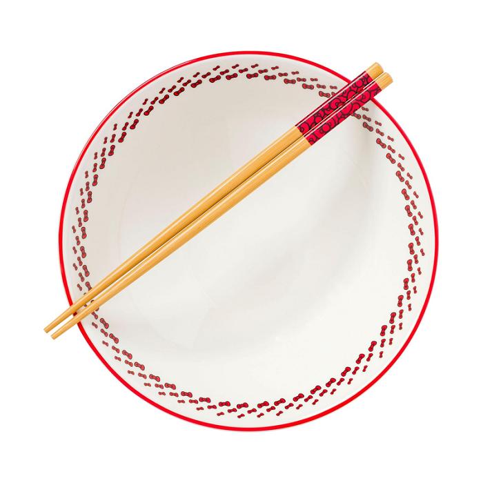 Hello Kitty Hello Kitty Ceramic Noodle Bowl and Chopstick Set (Red Bows) Blancas | CL_HK49125