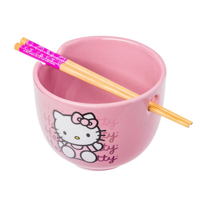 Hello Kitty Hello Kitty Ceramic Ramen Bowl and Chopstick Set (Pink Wave) Rosas | CL_HK85086