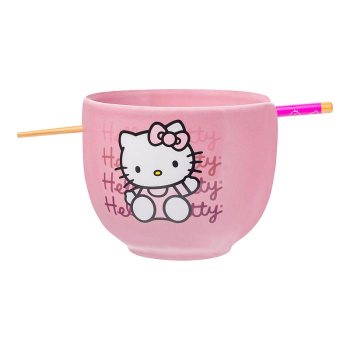 Hello Kitty Hello Kitty Ceramic Ramen Bowl and Chopstick Set (Pink Wave) Rosas | CL_HK85086