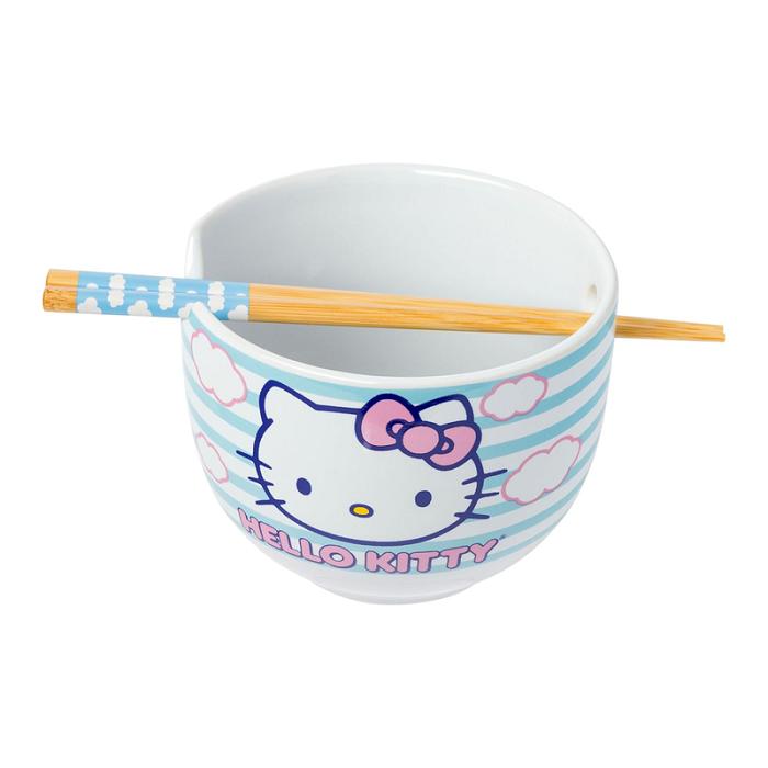 Hello Kitty Hello Kitty Ceramic Ramen Bowl and Chopstick Set (Clouds) Azules | CL_HK64612