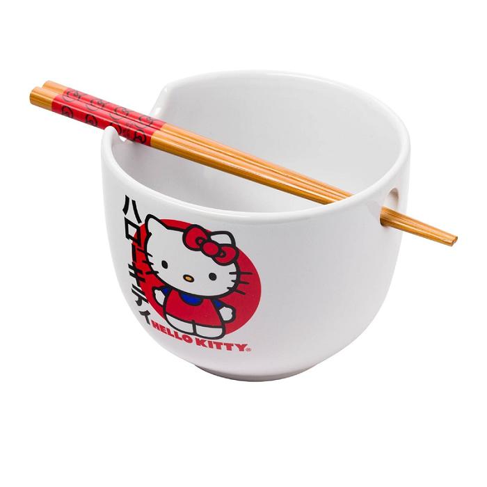 Hello Kitty Hello Kitty Ceramic Ramen Bowl and Chopstick Set (Japan Logo) Rojas | CL_HK61860