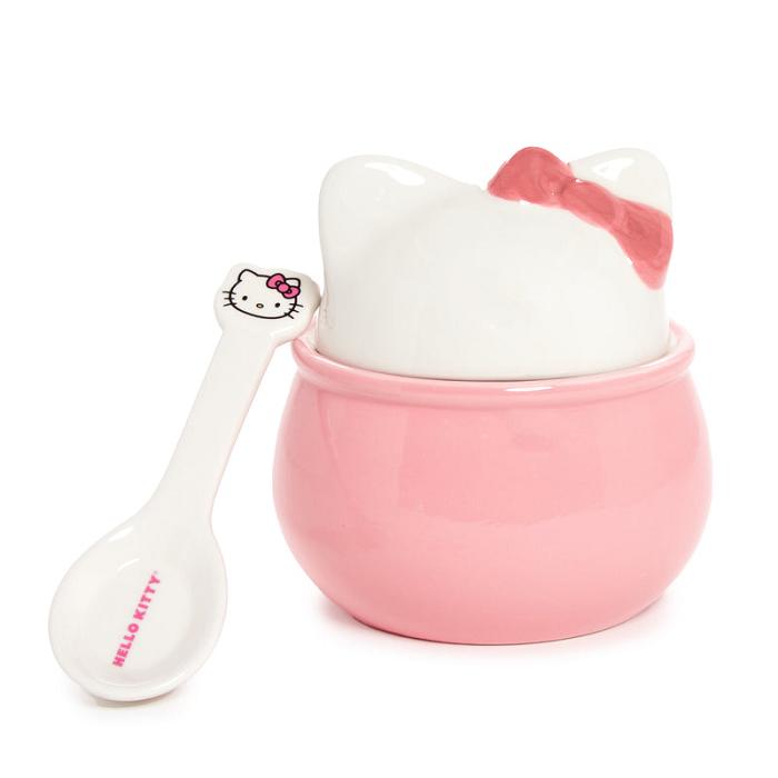 Hello Kitty Hello Kitty Ceramic Sculpted Bowl and Spoon Set Rosas | CL_HK55523