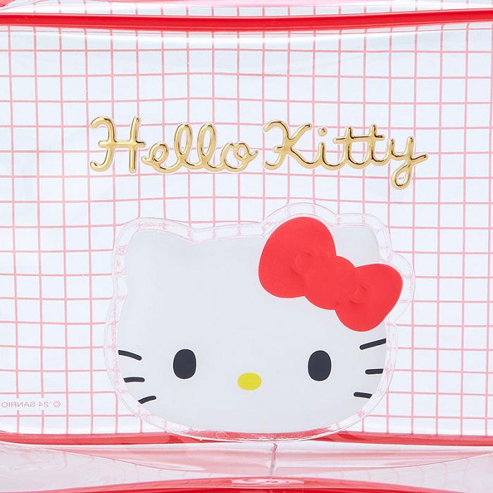 Hello Kitty Hello Kitty Clear Grid Zipper Pouch Rojas | CL_HK79730