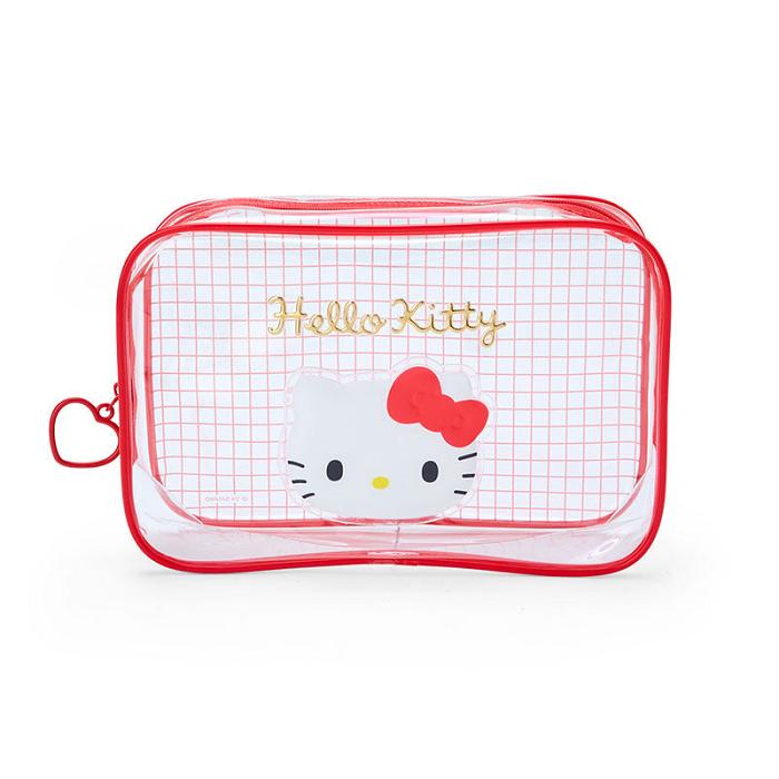 Hello Kitty Hello Kitty Clear Grid Zipper Pouch Rojas | CL_HK79730