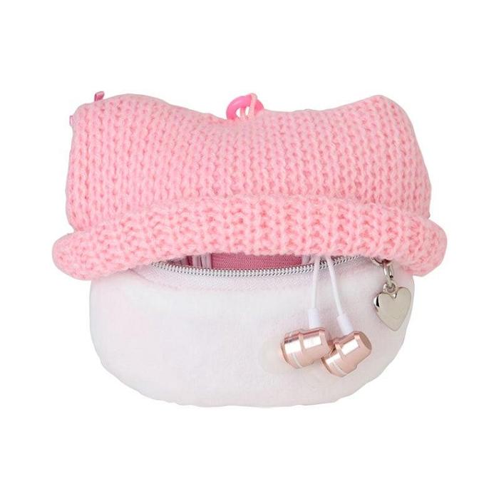 Hello Kitty Hello Kitty Cozy Cap Mascot Clip Pouch Rosas Blancas | CL_HK68770