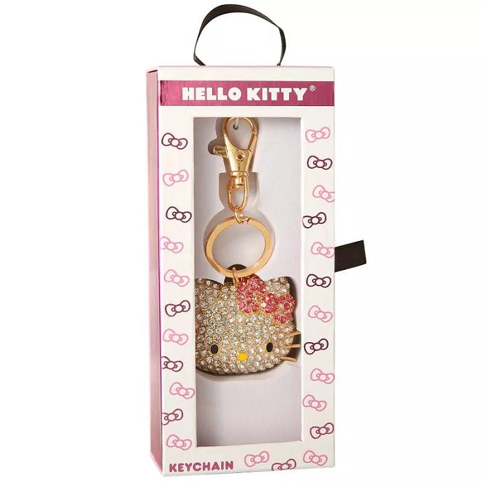 Hello Kitty Hello Kitty Face Pave 3D Bling Keychain Doradas | CL_HK41272