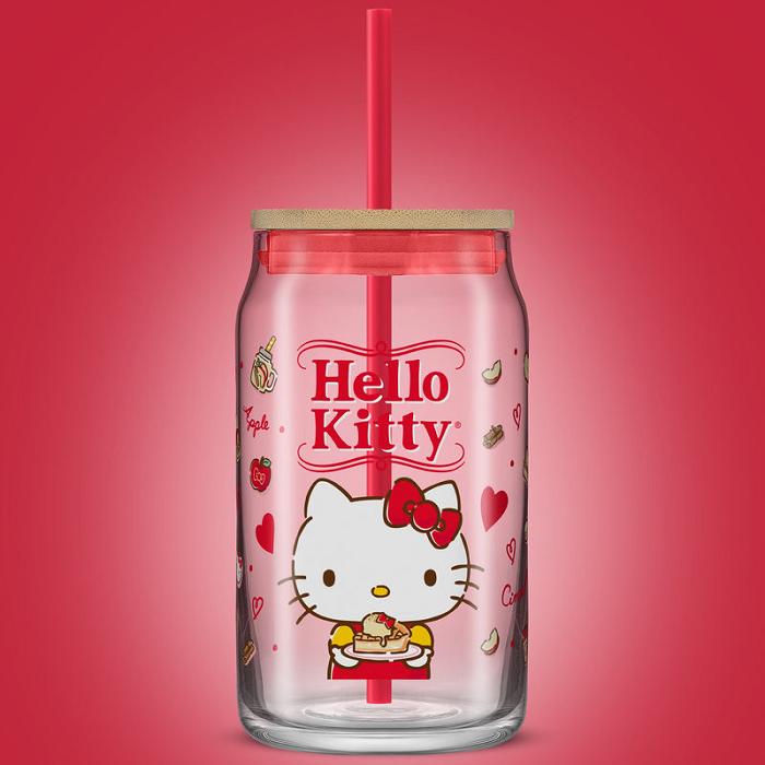 Hello Kitty Hello Kitty Favorite Flavor Lidded Glass Tumbler Blancas | CL_HK39734