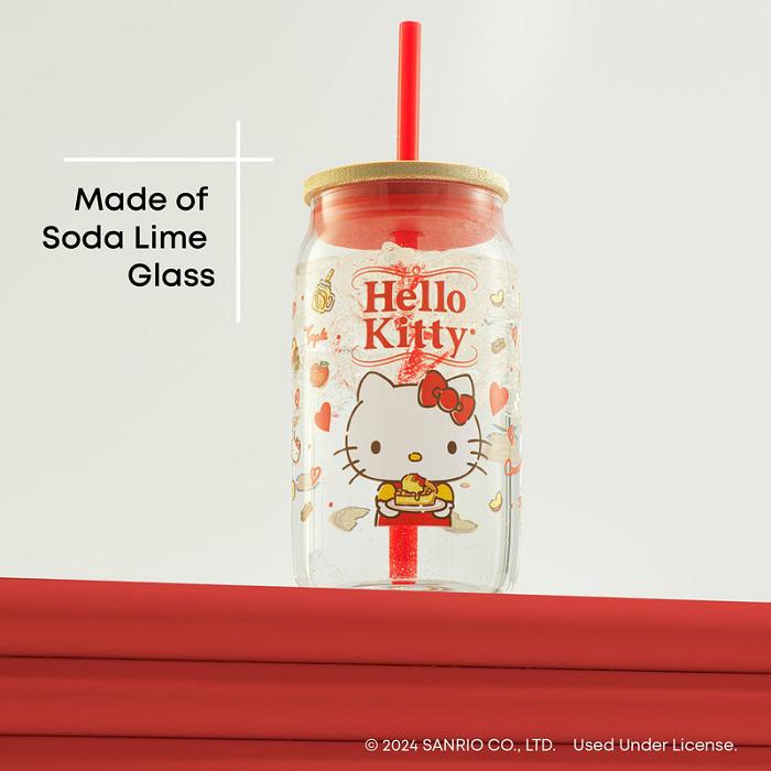 Hello Kitty Hello Kitty Favorite Flavor Lidded Glass Tumbler Blancas | CL_HK39734