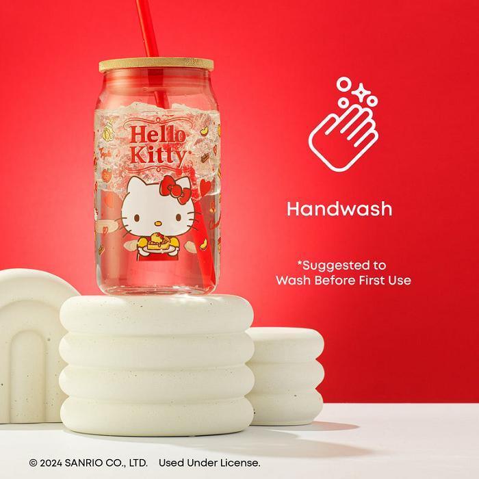 Hello Kitty Hello Kitty Favorite Flavor Lidded Glass Tumbler Rojas | CL_HK89104