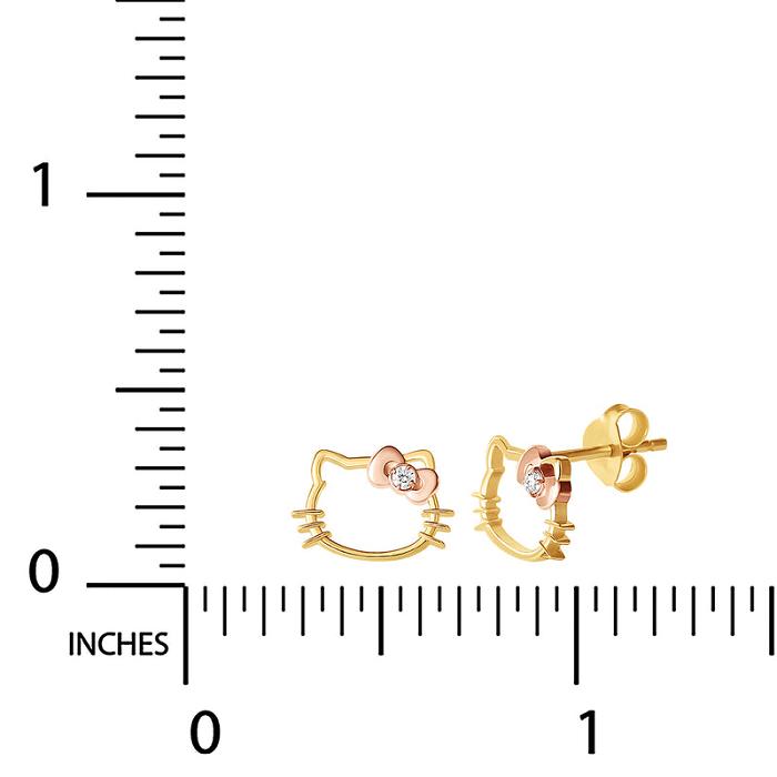 Hello Kitty Hello Kitty Gold Plated Silhouette Diamond Stud Earrings Doradas | CL_HK20975