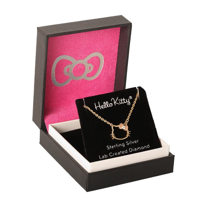 Hello Kitty Hello Kitty Gold Plated Silhouette Diamond Necklace Doradas | CL_HK98521