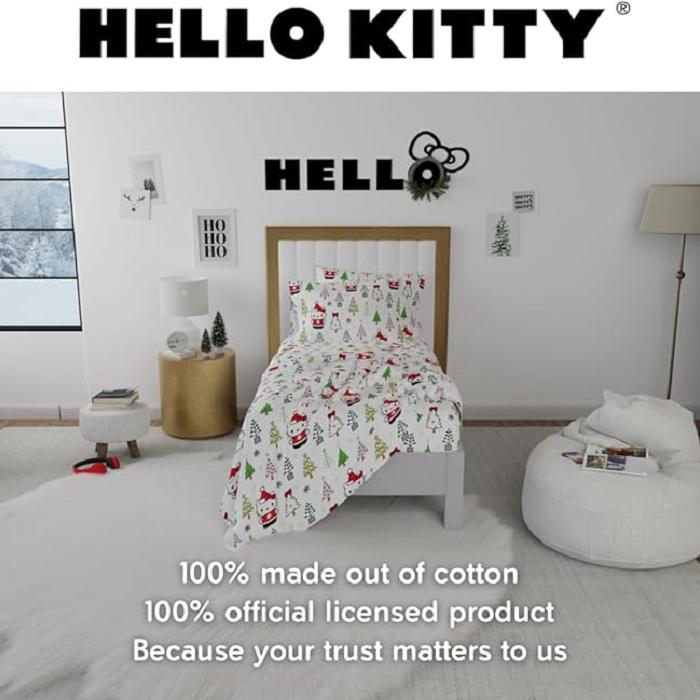 Hello Kitty Hello Kitty Holiday Cotton Flannel Sheet Set Multicolor | CL_HK69050