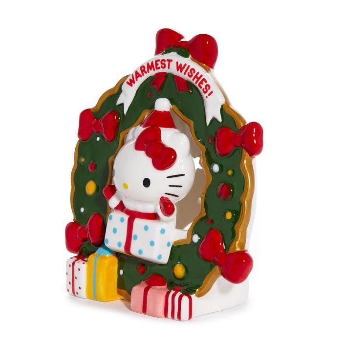 Hello Kitty Hello Kitty Holiday Wreath Ceramic Tealight Holder Rojas Verde | CL_HK74754