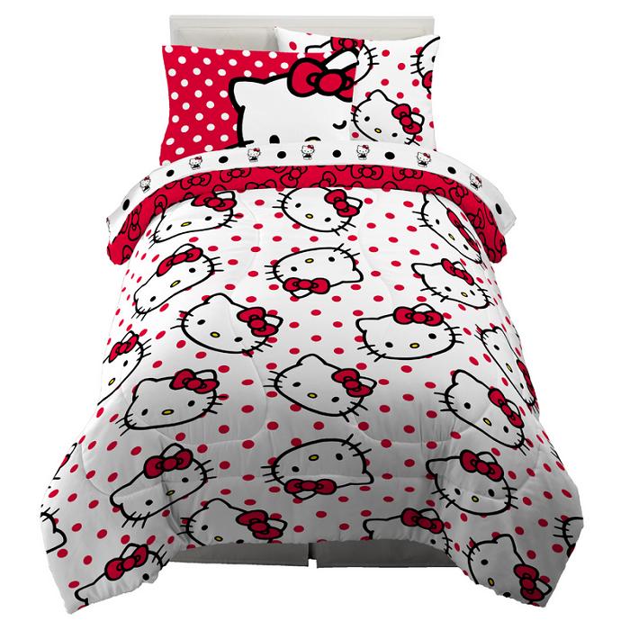 Hello Kitty Hello Kitty Polka Dot Party Bedding Set Negras Blancas | CL_HK63809