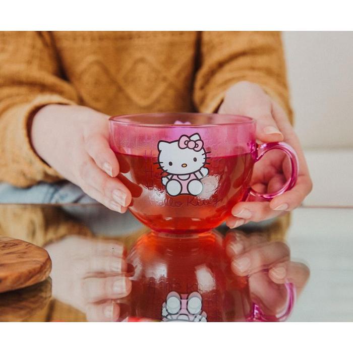 Hello Kitty Hello Kitty Signature Pink Glass Mug Rosas | CL_HK26966