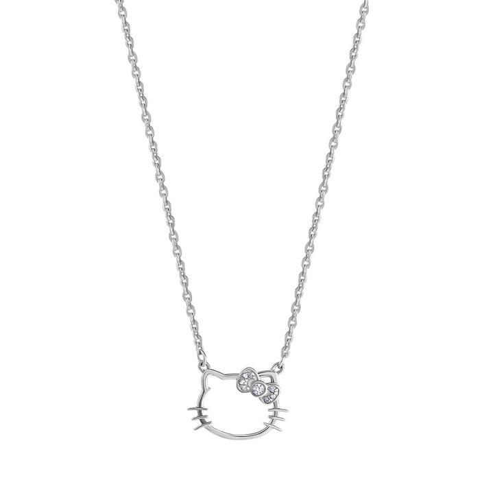 Hello Kitty Hello Kitty Sterling Silver Silhouette Diamond Necklace Silve | CL_HK72641