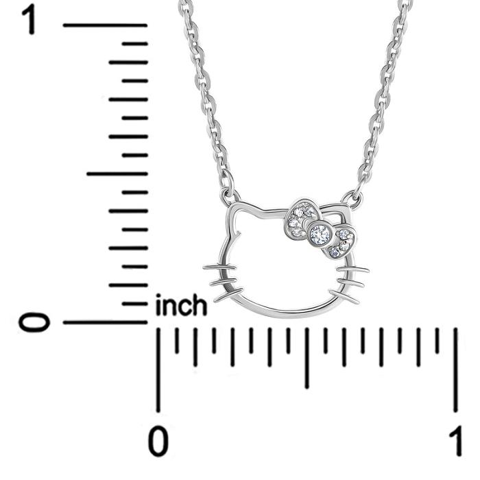 Hello Kitty Hello Kitty Sterling Silver Silhouette Diamond Necklace Silve | CL_HK72641