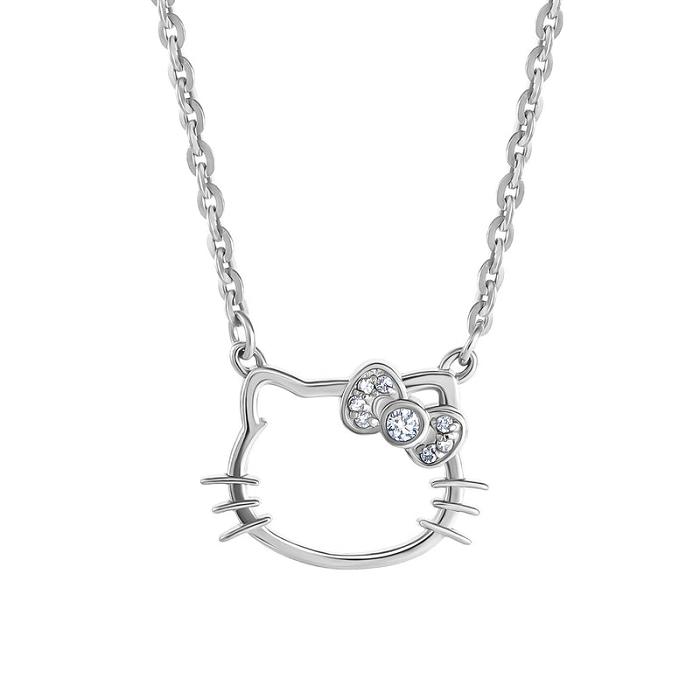 Hello Kitty Hello Kitty Sterling Silver Silhouette Diamond Necklace Silve | CL_HK72641