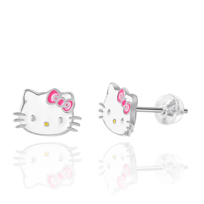 Hello Kitty Hello Kitty Sterling Silver Enamel Stud Earrings Silve | CL_HK59017