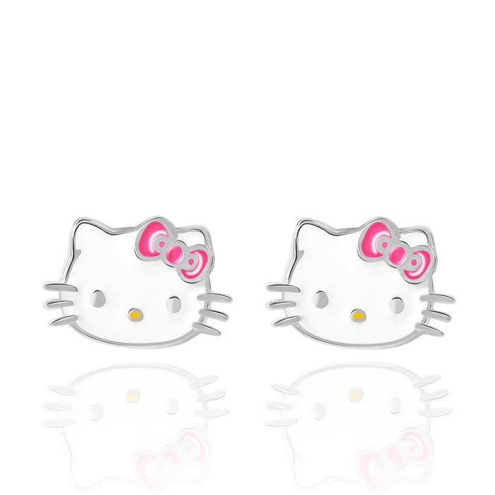 Hello Kitty Hello Kitty Sterling Silver Enamel Stud Earrings Silve | CL_HK59017