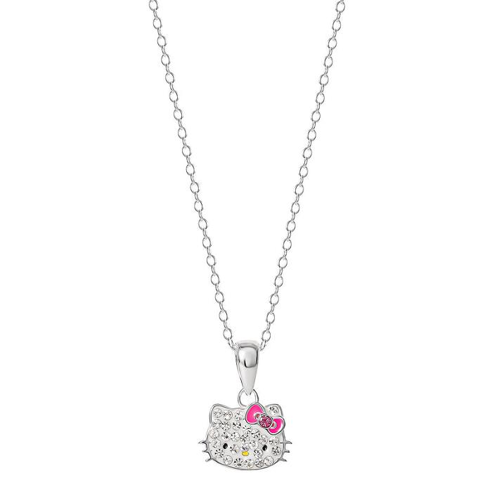 Hello Kitty Hello Kitty Sterling Silver Crystal Necklace Silve | CL_HK15574