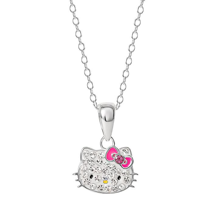 Hello Kitty Hello Kitty Sterling Silver Crystal Necklace Silve | CL_HK15574