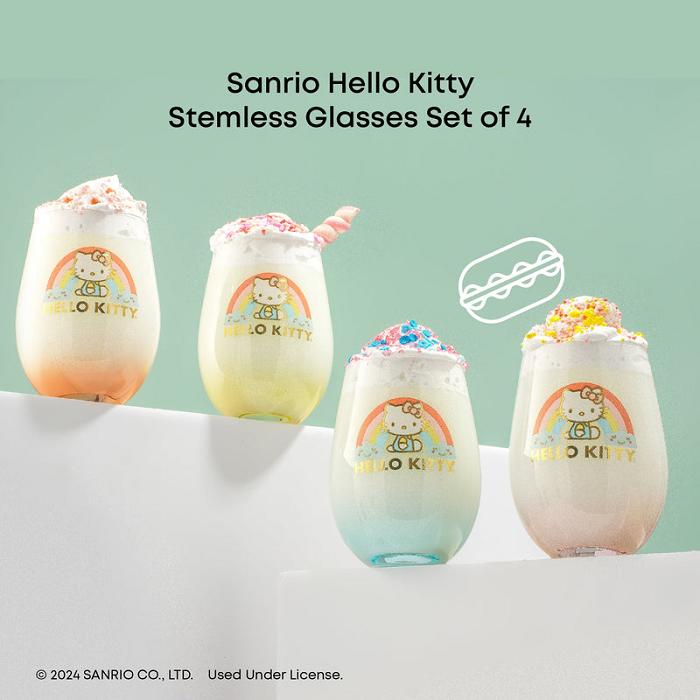 Hello Kitty Hello Kitty Sweet Rainbow Stemless Glasses (Set of 4) Multicolor | CL_HK38514