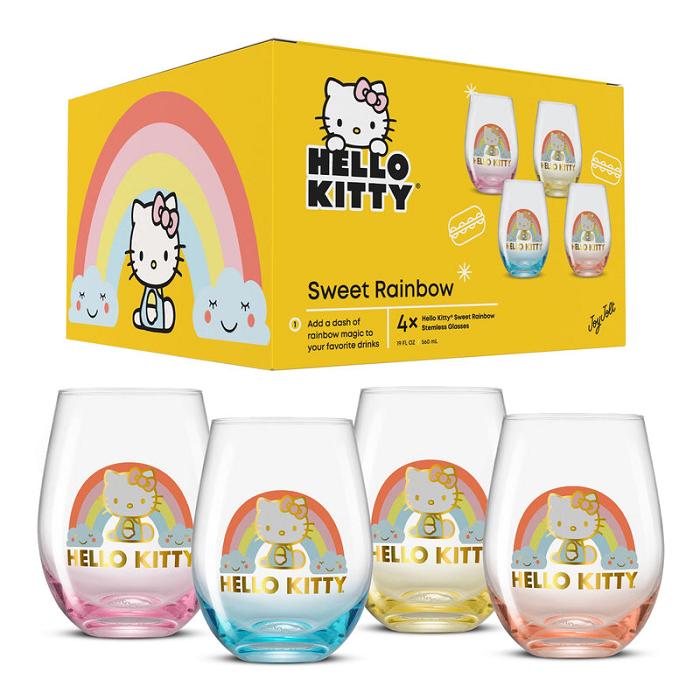 Hello Kitty Hello Kitty Sweet Rainbow Stemless Glasses (Set of 4) Multicolor | CL_HK38514