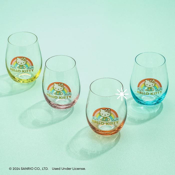 Hello Kitty Hello Kitty Sweet Rainbow Stemless Glasses (Set of 4) Multicolor | CL_HK37601