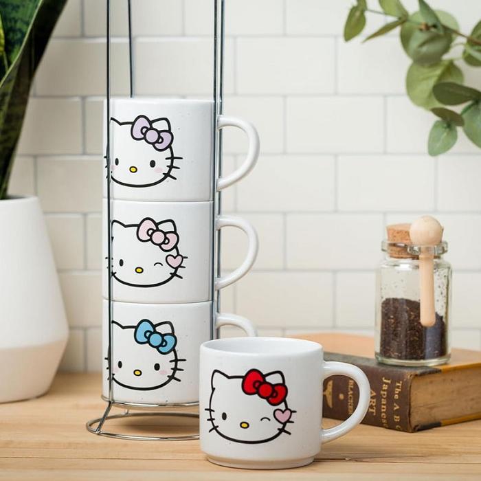 Hello Kitty Hello Kitty Winking Hearts 5-Piece Ceramic Mug Stack Blancas | CL_HK35736