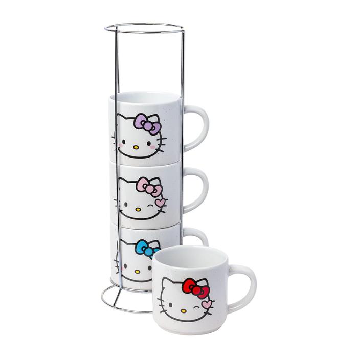 Hello Kitty Hello Kitty Winking Hearts 5-Piece Ceramic Mug Stack Multicolor | CL_HK31344