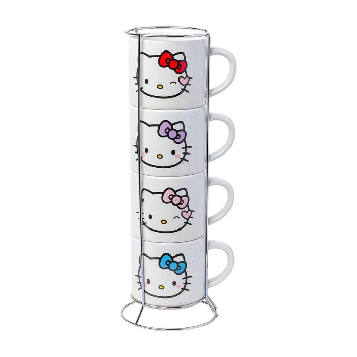 Hello Kitty Hello Kitty Winking Hearts 5-Piece Ceramic Mug Stack Multicolor | CL_HK31344