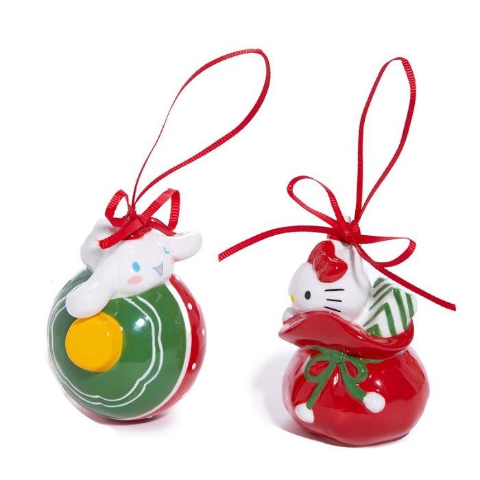 Hello Kitty Hello Kitty and Cinnamoroll 2-pc Holiday Ceramic Ornament Set (Red) Rojas Verde | CL_HK77680