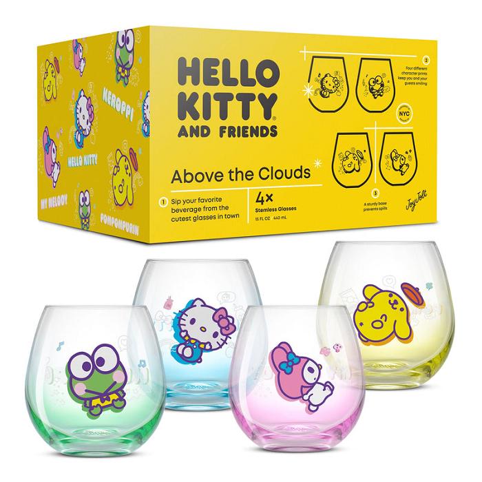 Hello Kitty Hello Kitty and Friends Above the Clouds Stemless Glasses (Set of 4) Multicolor | CL_HK37277