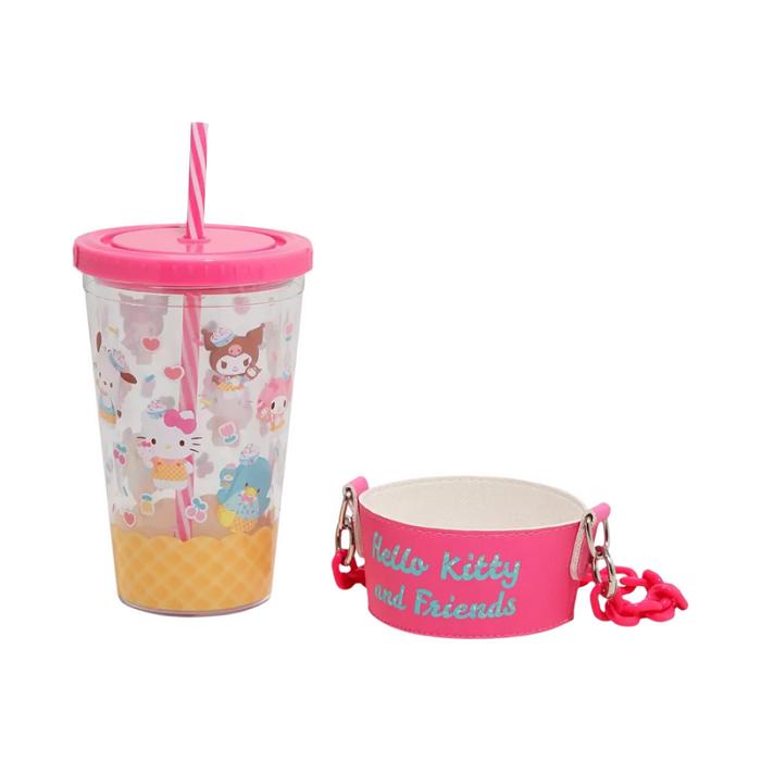 Hello Kitty Hello Kitty and Friends Acrylic Travel Tumbler With Chain Holder Rosas | CL_HK70465