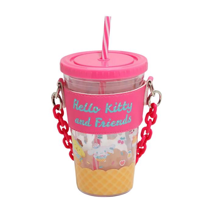 Hello Kitty Hello Kitty and Friends Acrylic Travel Tumbler With Chain Holder Rosas | CL_HK70465