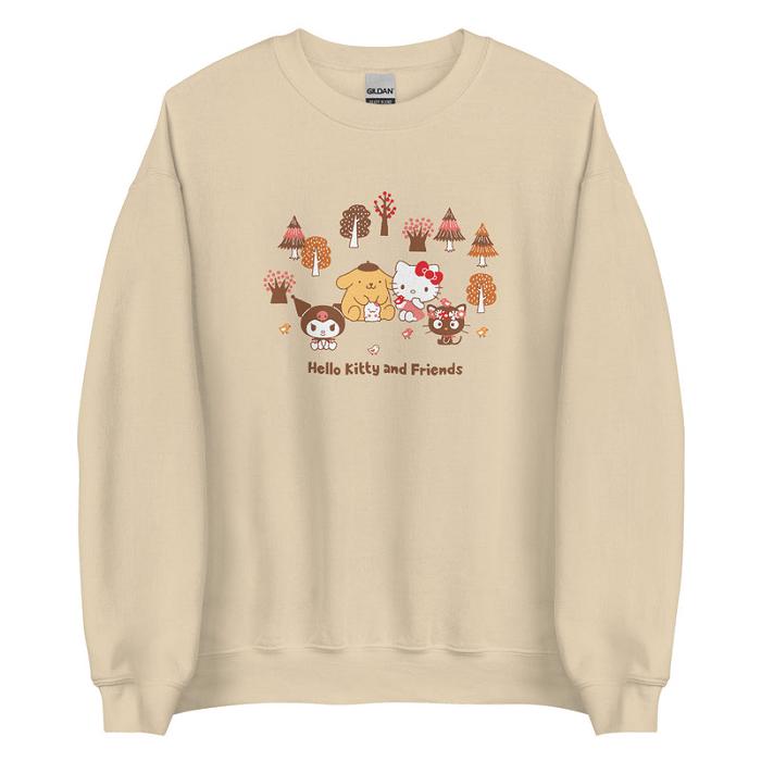 Hello Kitty Hello Kitty and Friends Autumn Woods Classic Crewneck Creme | CL_HK26152