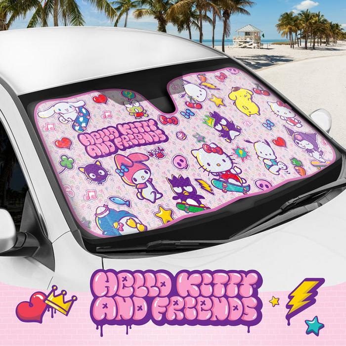 Hello Kitty Hello Kitty and Friends Car Sun Shade (Kawaii Fun) Rosas | CL_HK66194