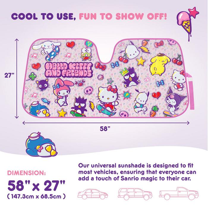 Hello Kitty Hello Kitty and Friends Car Sun Shade (Kawaii Fun) Rosas | CL_HK66194