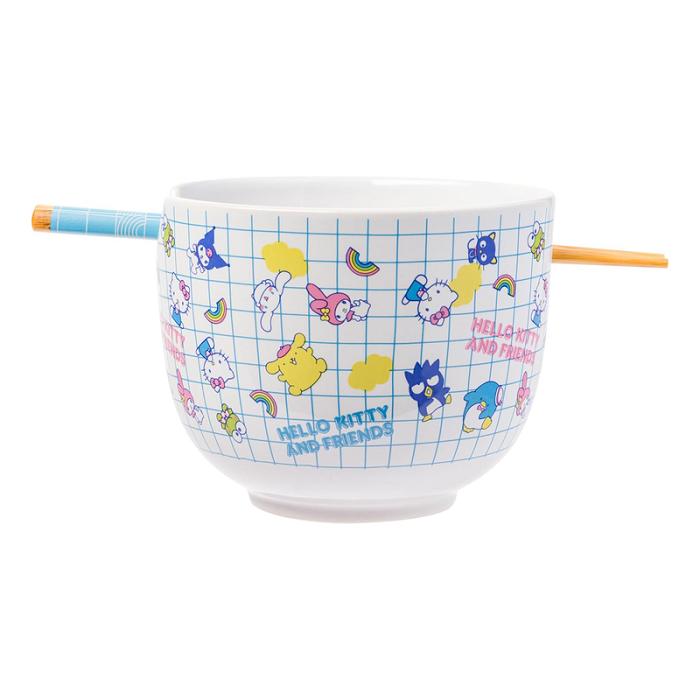 Hello Kitty Hello Kitty and Friends Ceramic Ramen Bowl and Chopstick Set (Color Grid) Azules | CL_HK86334