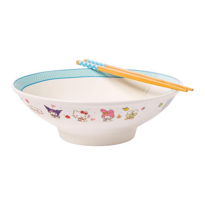 Hello Kitty Hello Kitty and Friends Ceramic Noodle Bowl and Chopstick Set (Lunch Friends) Blancas | CL_HK86467